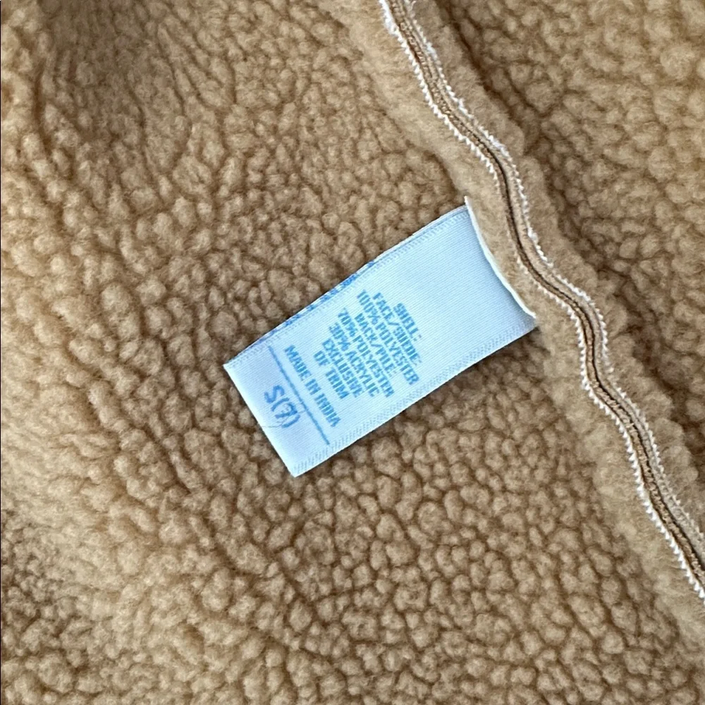 OshKosh B'gosh Girls Faux Suede Sherpa Lined Vest Tan‎ Size 7 Embroidered